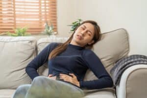 A woman with abdominal pain from gynecological issues