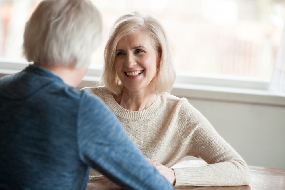 Smiling,Beautiful,Mature,Woman,Listening,To,Elderly,Man,Talking,,Senior BioTe® in Houston, TX